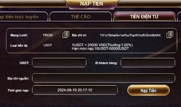 3 Bước Đơn Giản Giúp Bạn Nạp Tiền KU68 Thành Công Ngay Hôm Nay! 2 Giao diện Nạp Tiền KU68